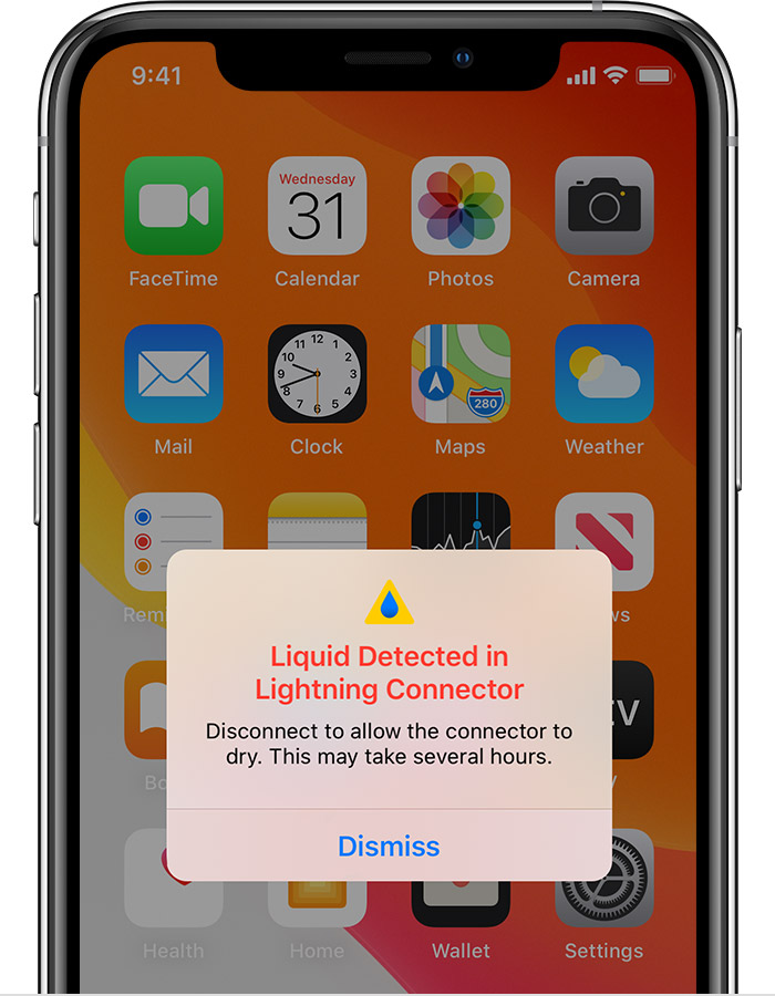 阿里苹果手机维修分享iPhone 12 在充电时出现 “闪电接口检测到液体”的提示怎么办 